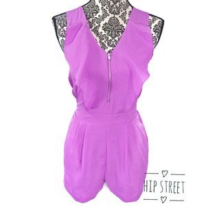 EXPRESS Zip V Neck Ruffle Front Sleeveless Dressy Romper 0